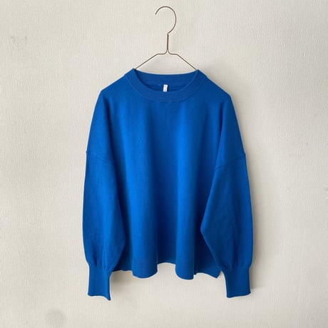 Hints On Moment Everything コットンカシミヤ クルーネックプルオーバー  blue