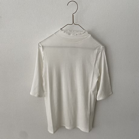 yuni 60/-強撚ストレッチフライス ハイネック 5分袖プルオーバー