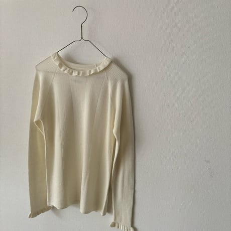 Hands of creation EXTRA FINE MERINO ランダムリブ フリルカラープルオーバー