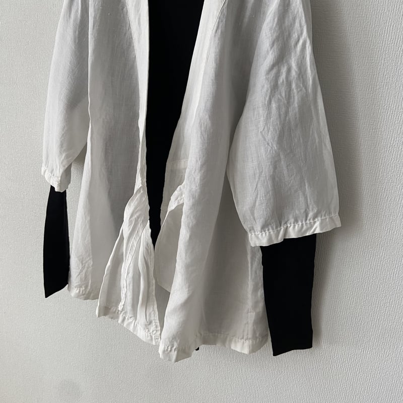 homspun リネンバイオフロントギャザー6分袖ブラウスジャケット homspun リネンバイオ フロントギャザー6分袖ブラウスジャケット