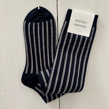 atelier naruse cotton~W stripe ~high socks