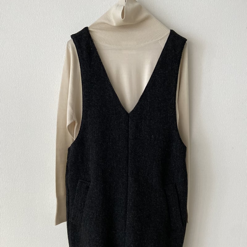 UNIVERSAL TISSU オリジナルウールヘリンボン サロペット