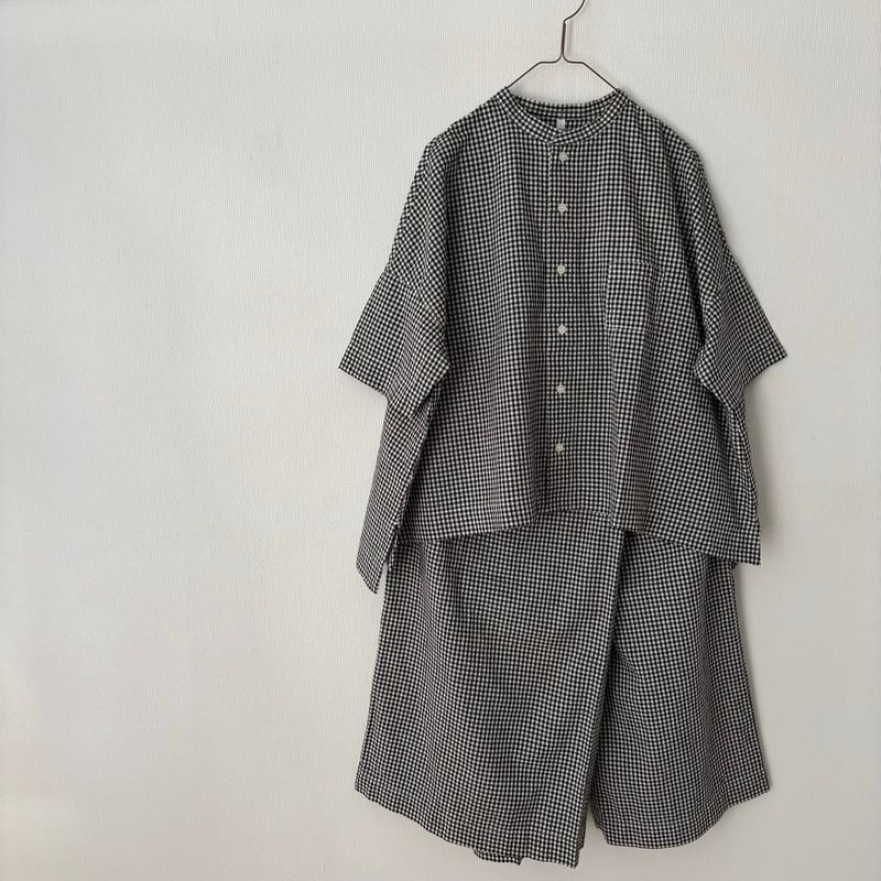 専用★new★ハンドメイド✳︎ 巾着　トライアングル✖️チェック　北欧柄　モノトーン grin モノトーンチェック サロンパンツ | itonowa Life ONLINE STORE
