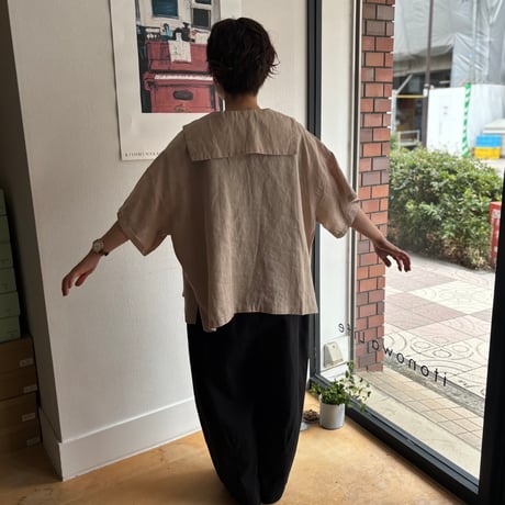 FOG LINEN WORK itonowa Life別注   フラットセーラーカラーブラウス・ベージュ