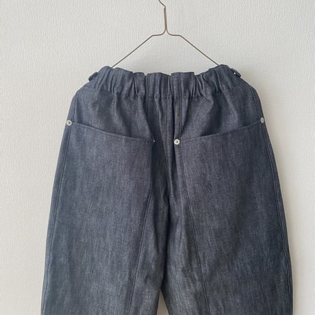 miho umezawa PLANE WEAVE DENIM unisex cocoon pants　トール丈