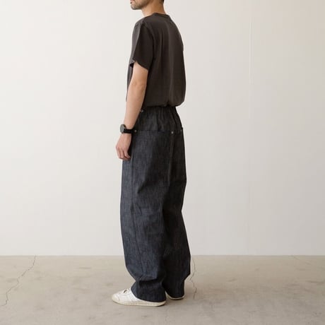miho umezawa PLANE WEAVE DENIM unisex cocoon pants　トール丈