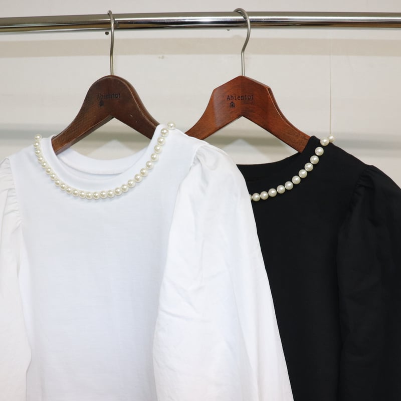 パール付き袖ボリュームカットソー | ABIENTOT ONLINE STORE