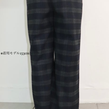 チェックストレッチワイドストレートパンツ