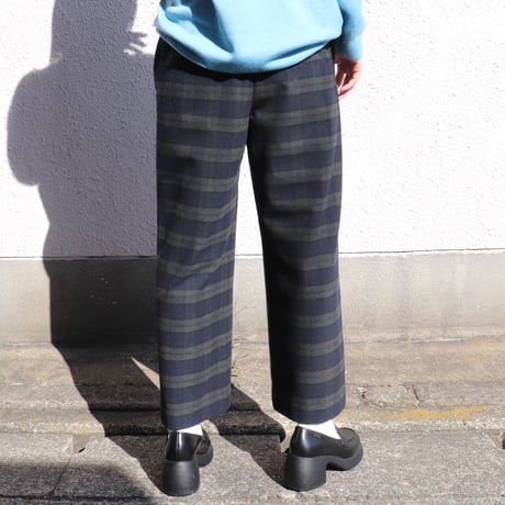 チェックストレッチワイドストレートパンツ