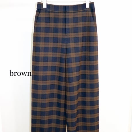 チェックストレッチワイドストレートパンツ