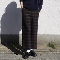 チェックストレッチワイドストレートパンツ