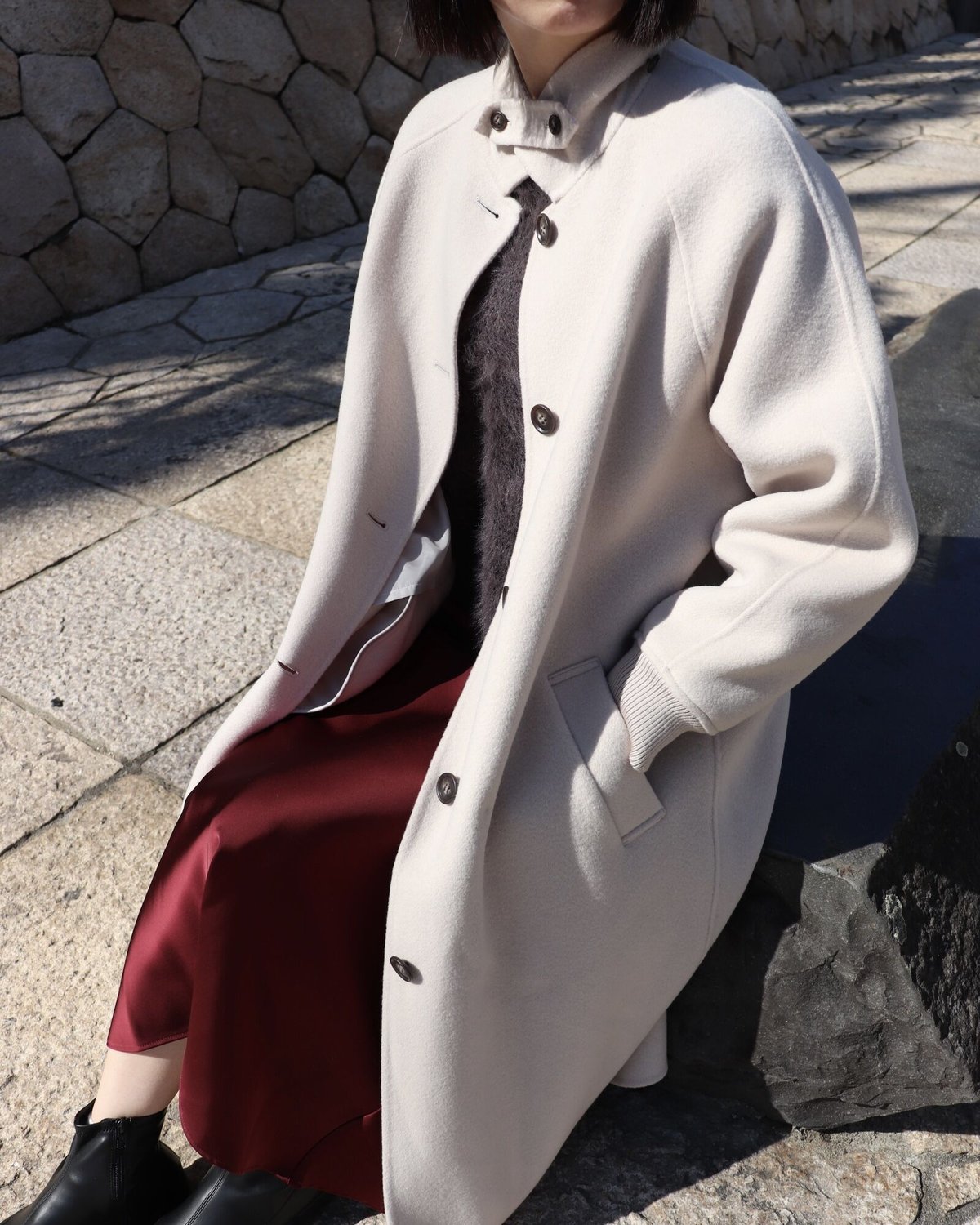 Xmas特セール　Dignite collier 黒 ダブルフェイスコート Xmas特セール Dignite collier 黒 ダブルフェイスコート セール