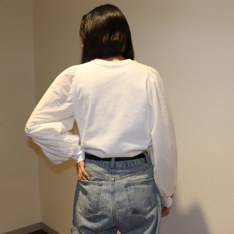 パール付き袖ボリュームカットソー