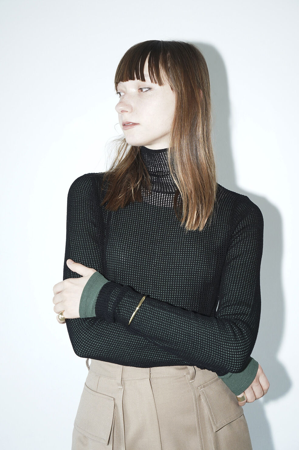 CLANE H/N MESH KNIT TOPS