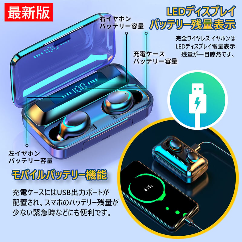 Bluetooth イヤホン イヤフォン 防水 F9 ワイヤレスイヤホン | HoHoemi