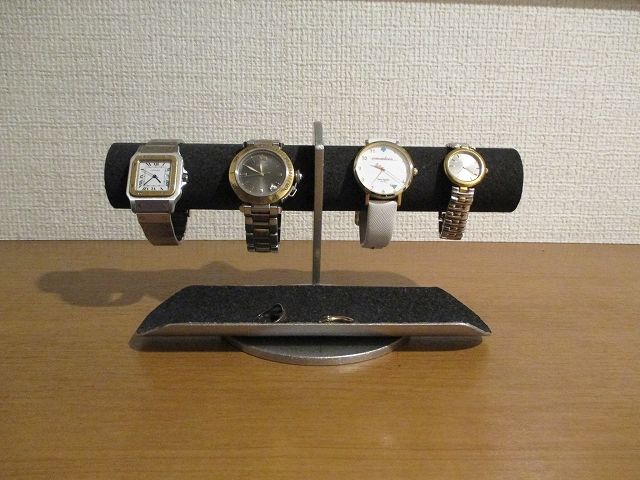 ブラックトレイ付き4本掛け腕時計ディスプレイスタンド 受注販売