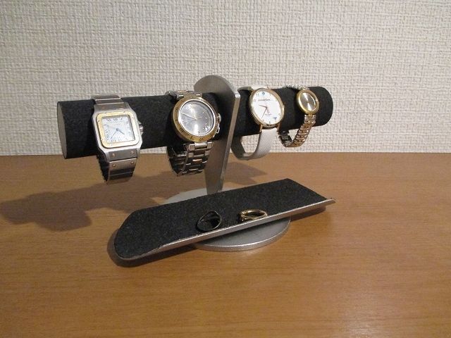 ブラックトレイ付き4本掛け腕時計ディスプレイスタンド 　受注販売 　181111