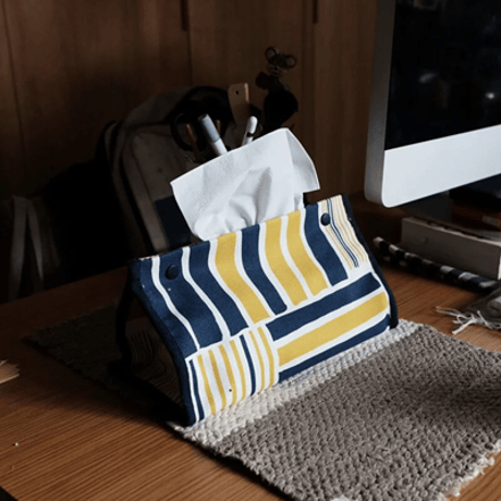 ティッシュカバー/Yellow&Navy