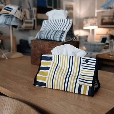 ティッシュカバー/Yellow&Navy