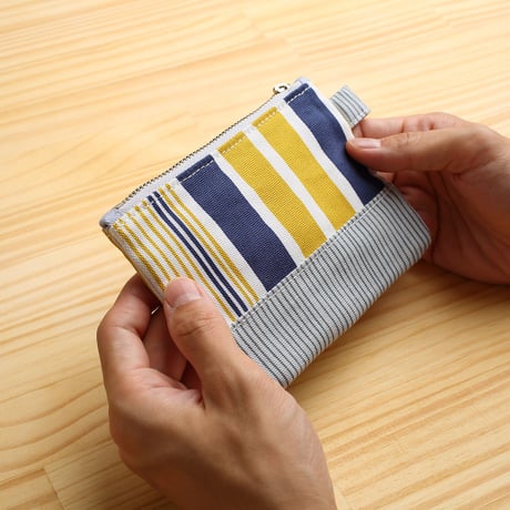 ポーチ（小）/Navy Blue × Yellow&Blue
