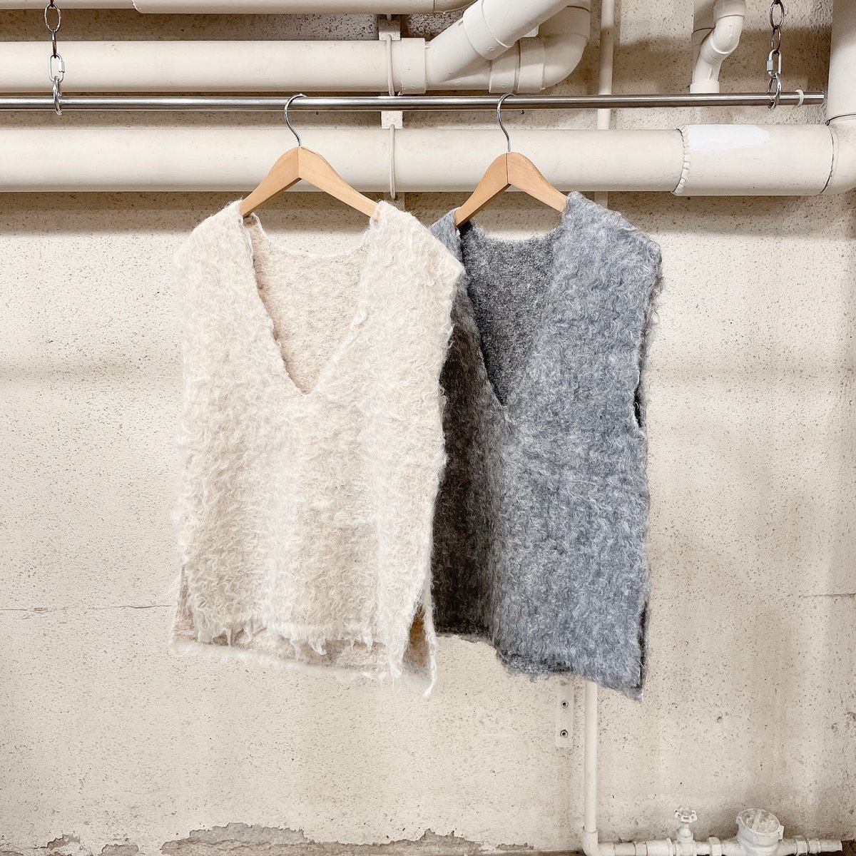 shaggy knit vest | NO'S hiroshima