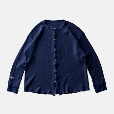 SILK NOEL ORGANIC WAFFLE  CARDIGANーAUTHENTIC INDIGO