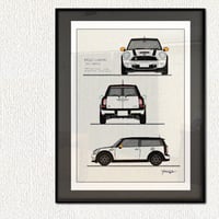 BMW MINI ​A4 アートイラスト  MY MINI イラスト-2　A4サイズ　額なし