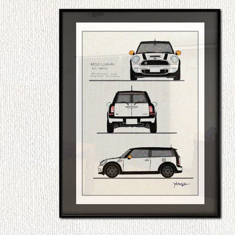 BMW MINI ​A4 アートイラスト  MY MINI イラスト-2　A4サイズ　額なし