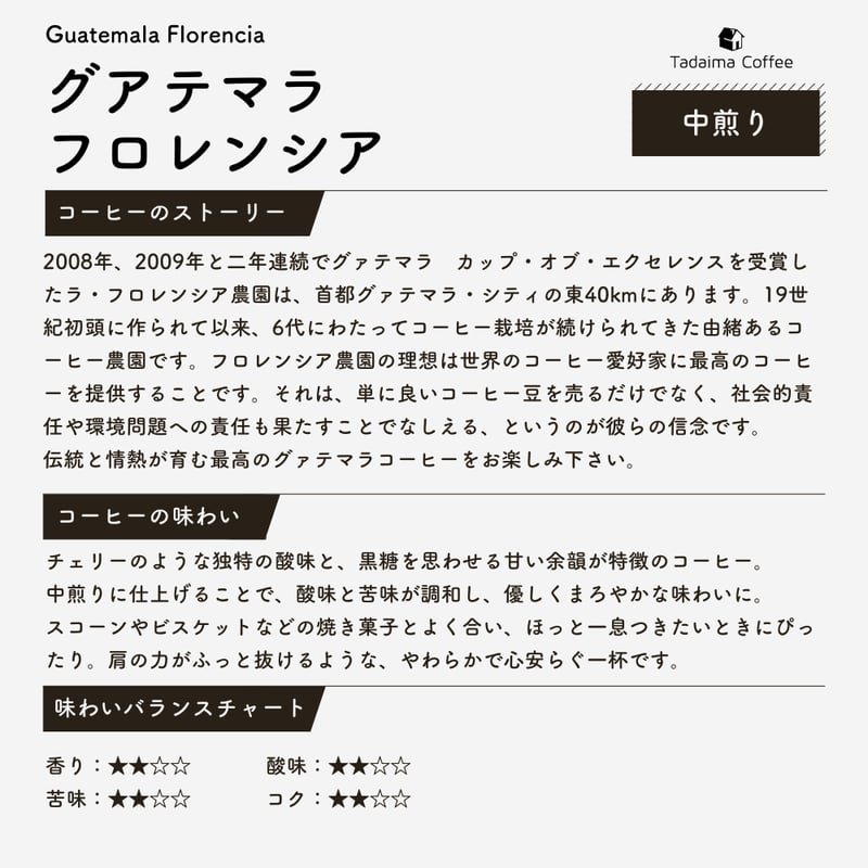 大容量/10%割引/中煎り】グアテマラ フロレンシア 500g | ただいま通販