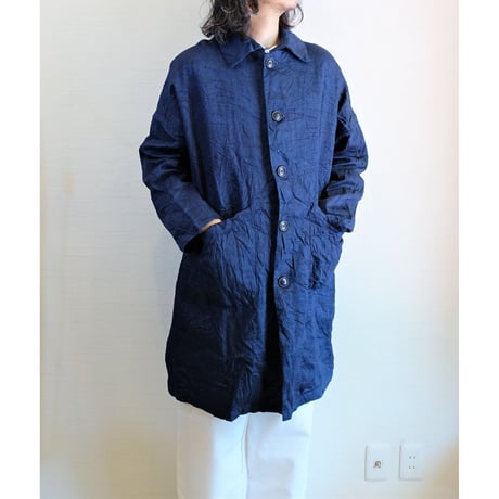 【Yarmo/ヤーモ】Indigo Linen Duster Coat  インディゴリネン ダスターコート