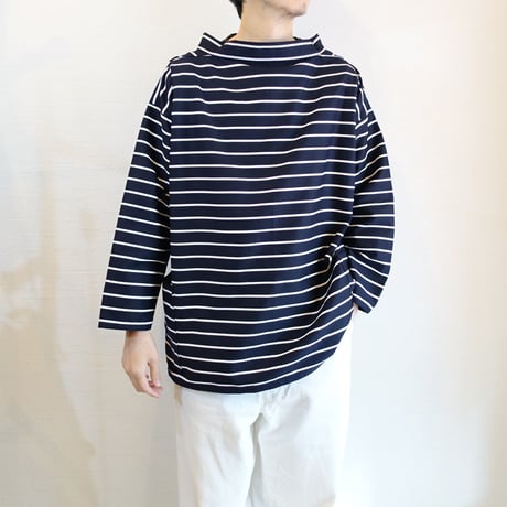 【Newlyn Smocks/ニューリン スモック】Round Neck Smocks　ラウンドネックスモック　ボーダー（ネイビー×ホワイト）