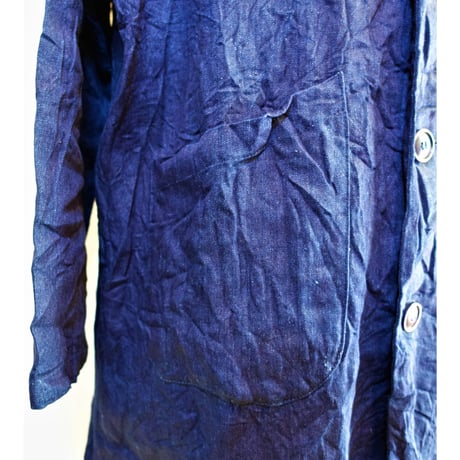 【Yarmo/ヤーモ】Indigo Linen Duster Coat  インディゴリネン ダスターコート
