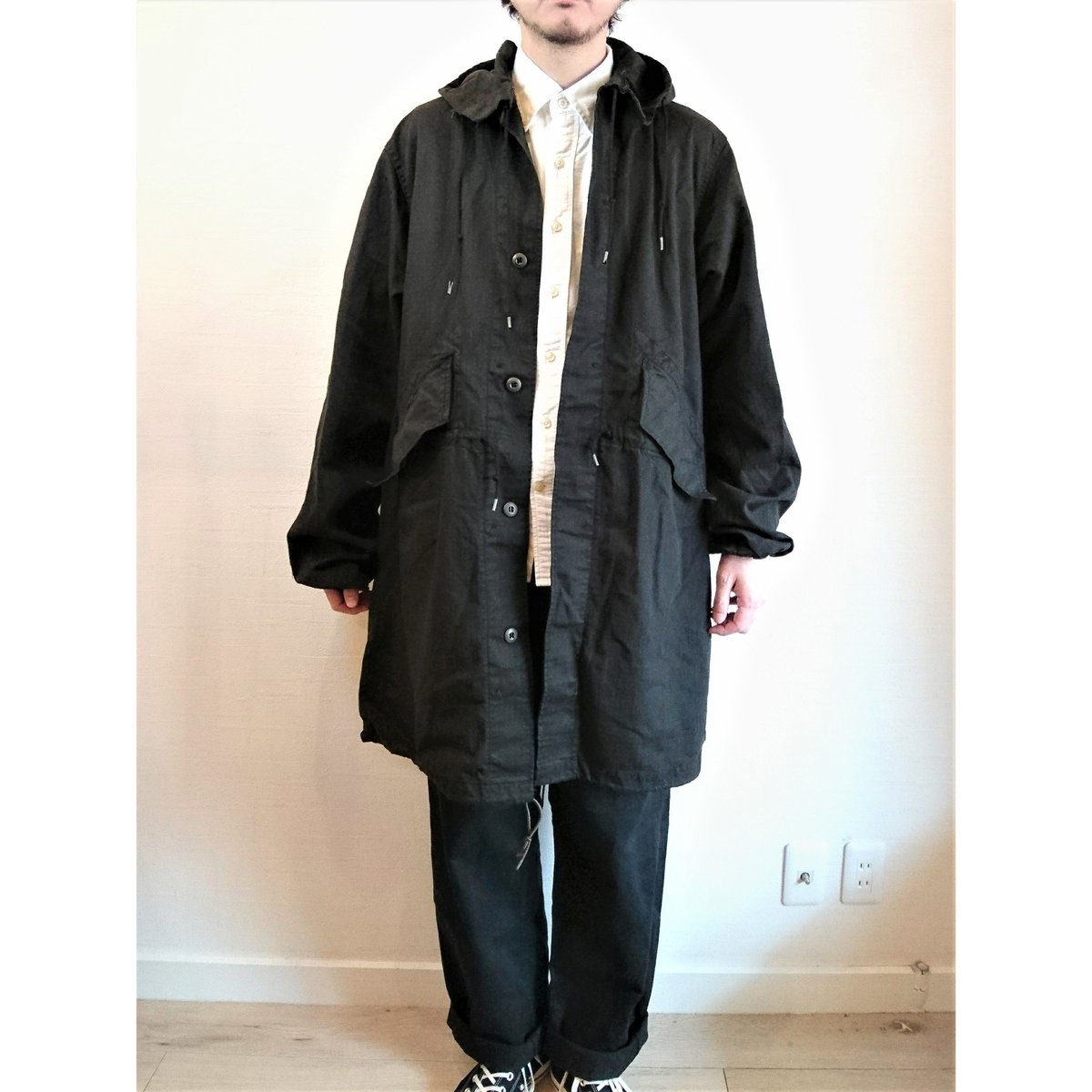 【US.Army 80's Night Desert Camo Parka Used Fabric Dyeing 】アメリカ軍 80's  ナイトデザートカモパーカー Used 後染め　ブラック