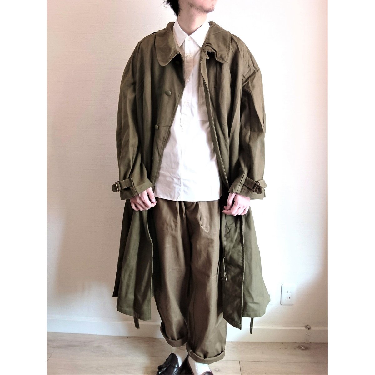 FRENCH ARMY フレンチアーミー フランス軍 M-35 Military Motorcycle Coat モーターサイクルコート 1 Khaki VINTAGE ヴィンテージ アウター【新古品】【FRENCH ARMY】