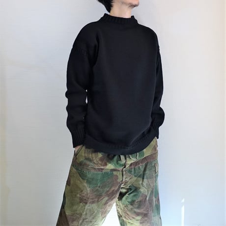 【 Guernsey Woollens/ガンジーウーレンズ】TRADITIONAL GUERNSEY SWEATER トラディショナル ガンジーセーター　ブラック