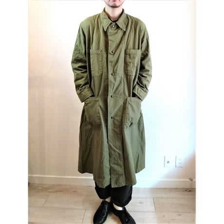 【US.Army 80's Inspector Coat DeadStock Fabric Dyeing】アメリカ軍 80's インスペクターコート DeadStock 後染め　オリーブ
