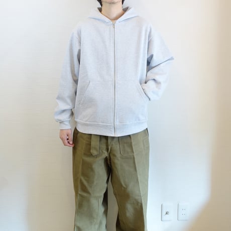 【LOS ANGELES APPAREL/ロサンゼルスアパレル】 14OZ HEAVY WEIGHT ZIP PARKA　ライトグレー