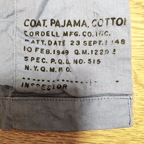【US.Army 40's Hospital Shirts DeadStock】アメリカ軍 40's ホスピタルシャツDeadStock