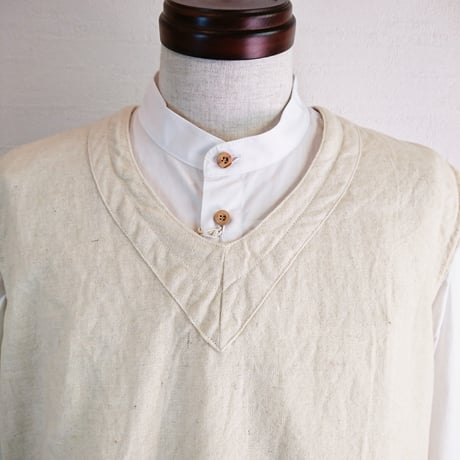 【French Army 50's Linen Vest used】フランス軍 50's リネンベスト  used