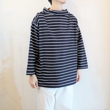 【Newlyn Smocks/ニューリン スモック】Round Neck Smocks　ラウンドネックスモック　ボーダー（ネイビー×ホワイト）