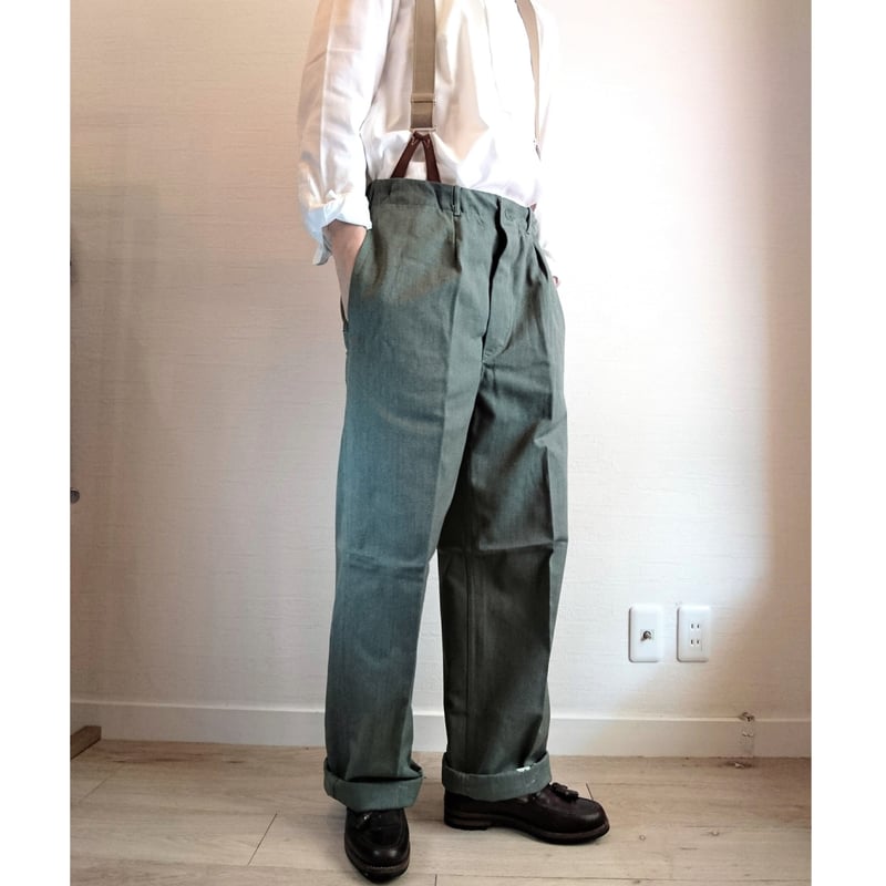 Swedish Army 50's Prisoner Pants DeadStock】 スウ