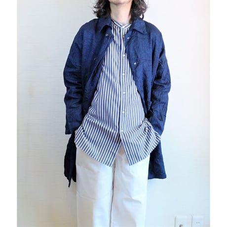 【Yarmo/ヤーモ】Indigo Linen Duster Coat  インディゴリネン ダスターコート