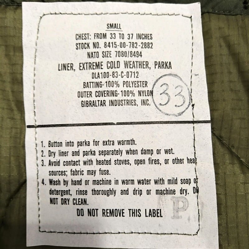 US. Army M-65 Field Parka Quilting Liner DeadS...