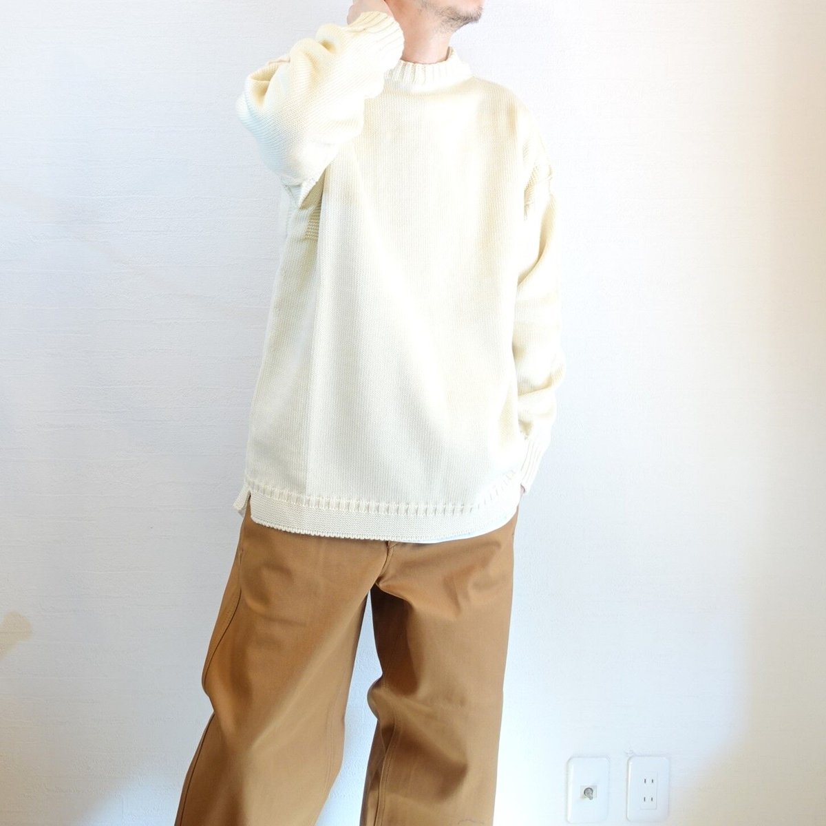 【 Guernsey Woollens/ガンジーウーレンズ】TRADITIONAL GUERNSEY SWEATER トラディショナル ガンジーセーター クリーム 【 Guernsey Woollens/ガンジーウーレンズ】TRADITIONAL GUERNSEY SWEATER トラディショナル ガンジーセーター クリーム