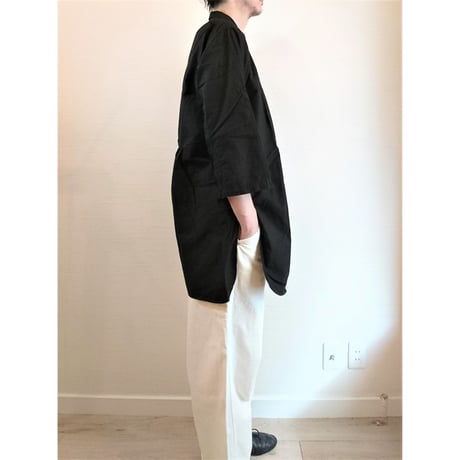 【Swedish Army Hospital Shirts DeadStock Fabric Dyeing Black】スウェーデン軍 ホスピタルシャツ DeadStock 後染めブラック