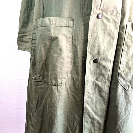 【US.Army 80's Inspector Coat DeadStock Fabric Dyeing】アメリカ軍 80's インスペクターコート DeadStock 後染め　オリーブ