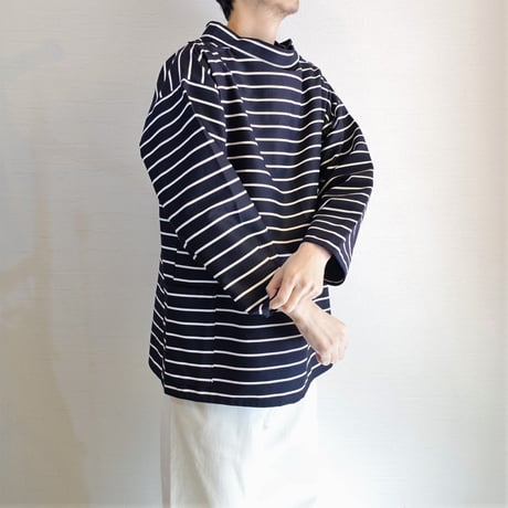 【Newlyn Smocks/ニューリン スモック】Round Neck Smocks　ラウンドネックスモック　ボーダー（ネイビー×ホワイト）