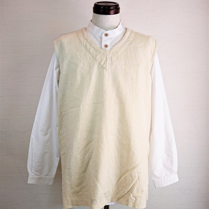 French Army 50's Linen Vest used】フランス軍 50's リネ French Army 50's Linen Vest used】フランス軍 50's リネ