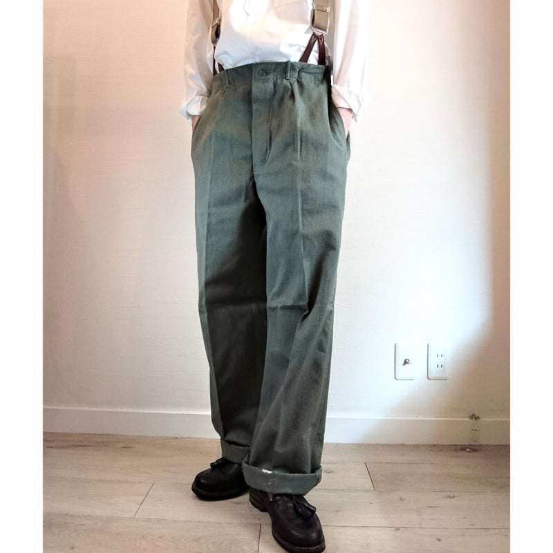 Swedish Army 50's Prisoner Pants DeadStock】 スウ