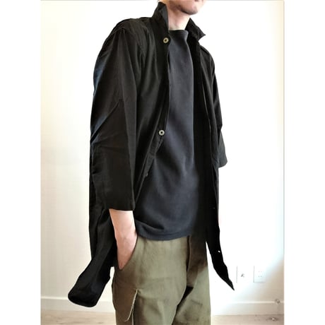 【Swedish Army Hospital Shirts DeadStock Fabric Dyeing Black】スウェーデン軍 ホスピタルシャツ DeadStock 後染めブラック